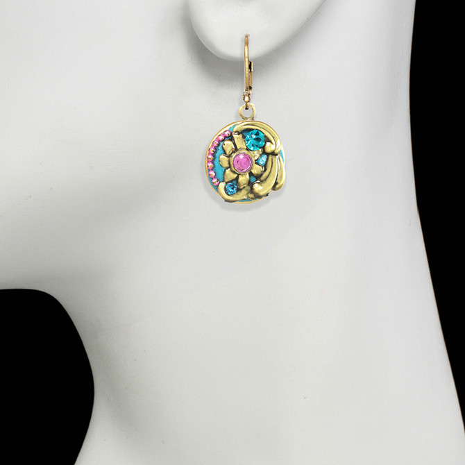 Michal Golan Teal Small Circle Earrings