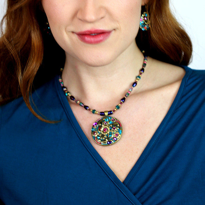 Michal Golan Teal Circle Necklace