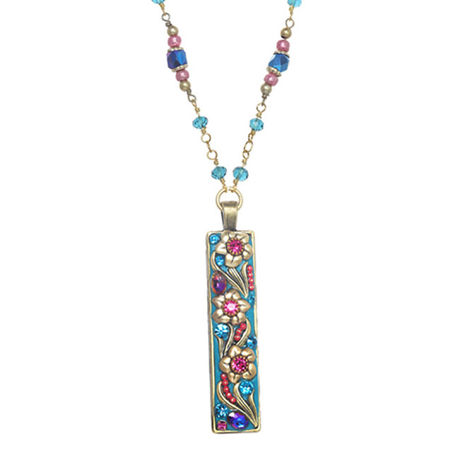 Michal Golan Teal Long Rectangle Necklace