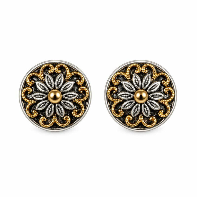 Michal Golan Metallika Hematite Circle Post/Clip Earrings