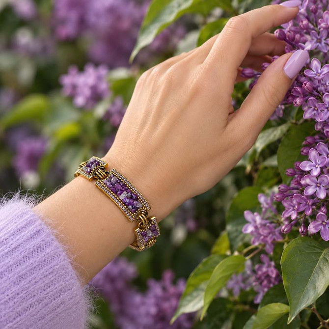 Michal Golan Violet Amethyst 3 Piece Bracelet
