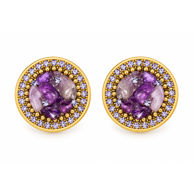 Michal Golan Violet Amethyst Circle Post Earrings II