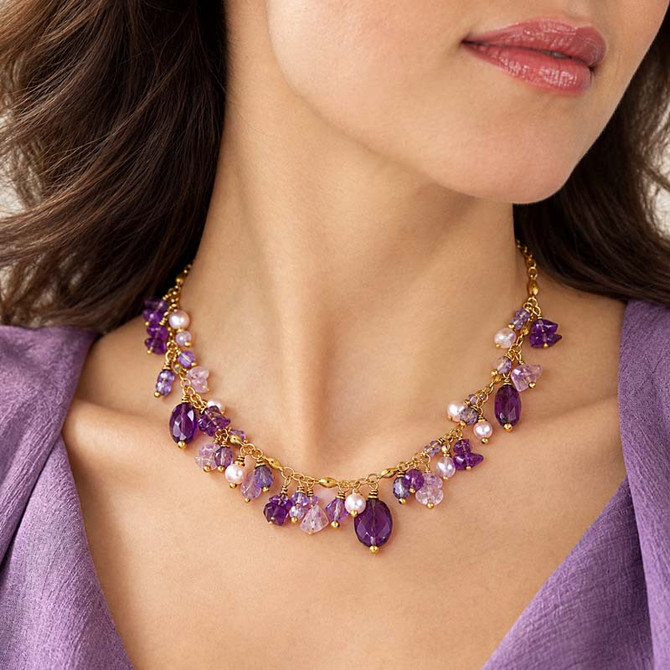 Michal Golan Violet Amethyst Charm Necklace