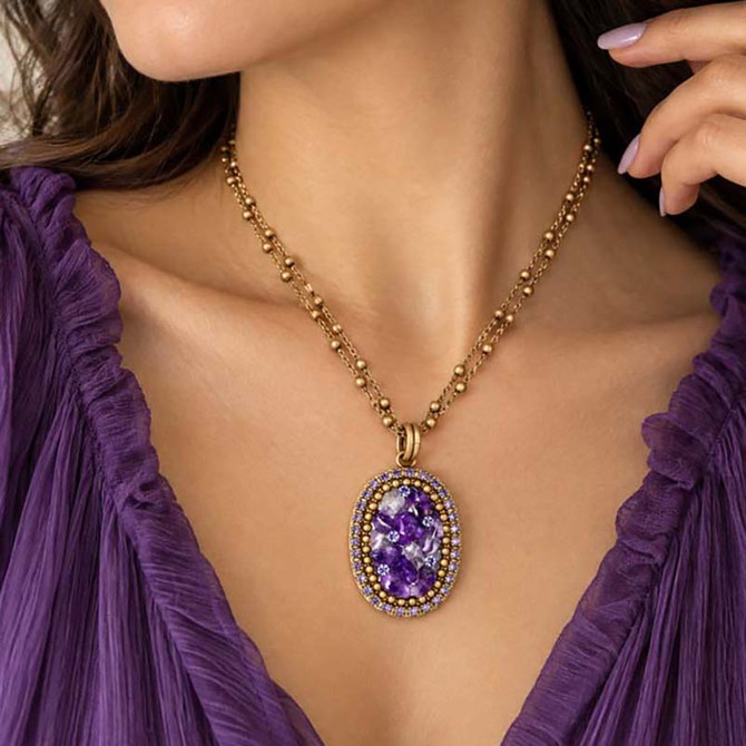 Michal Golan Violet Amethyst Oval Necklace