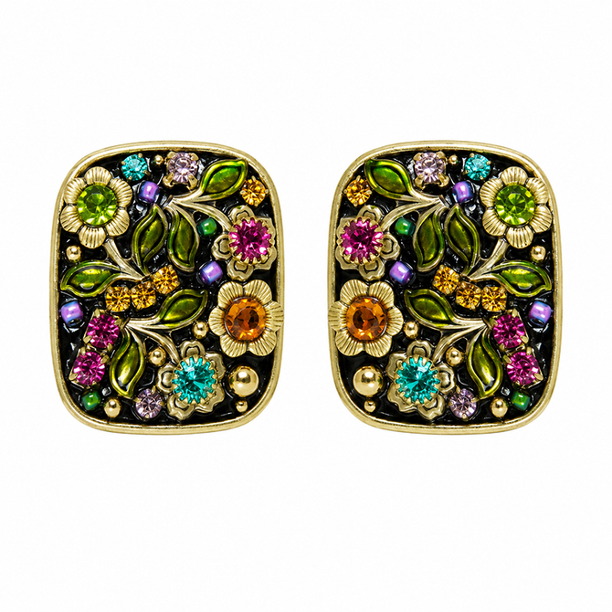Michal Golan Midnight Garden Rounded Rectangle Earrings
