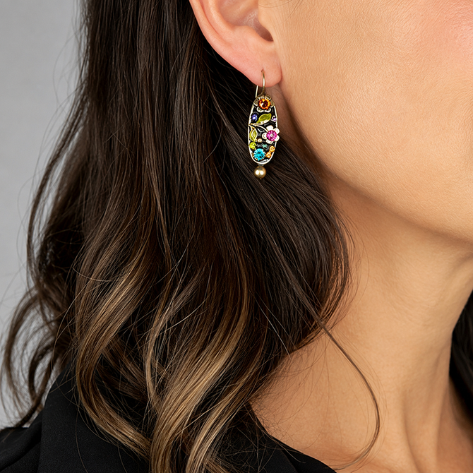 Michal Golan Midnight Garden Long Oval Earrings