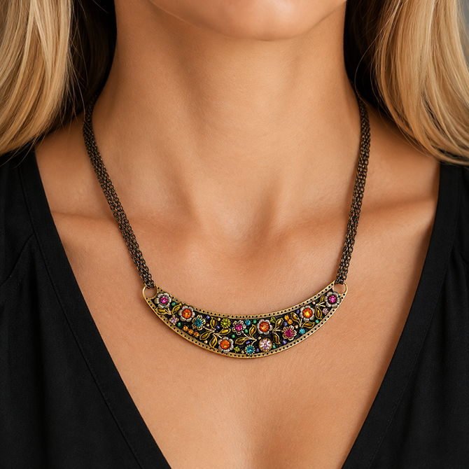Michal Golan Midnight Garden Large Crescent Necklace