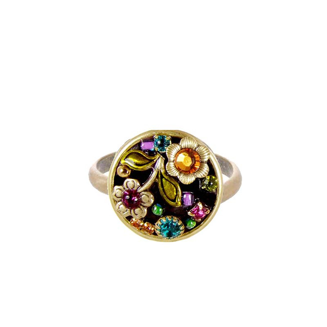 Michal Golan Midnight Garden Round Flower Ring