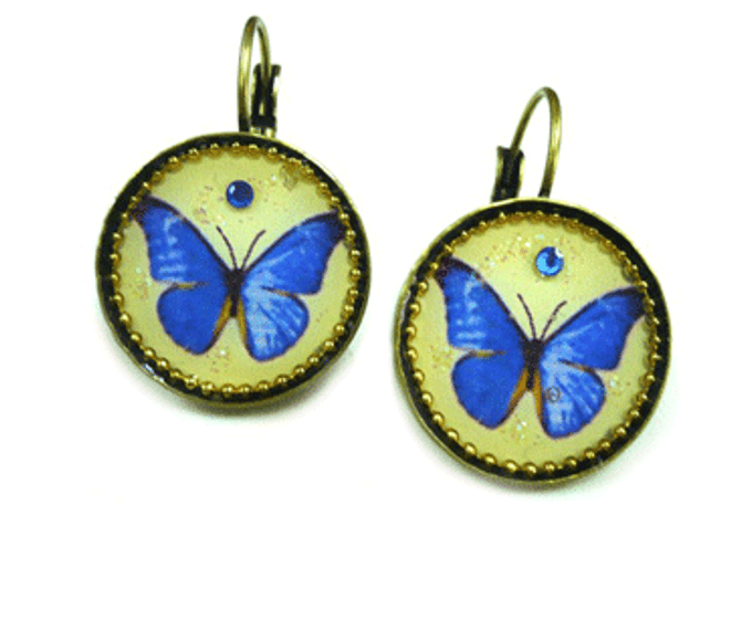 Iris Designs Blue Butterfly Enamel Drop Earrings