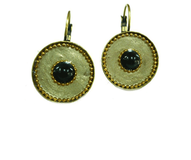 Iris Designs Gold Shade Round Enamel Drop Earrings