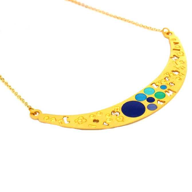 Iris Designs Enamel Blue Circles Necklace