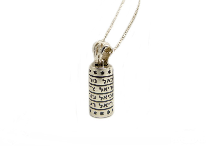 Cylinder Silver Kabbalah Pendant With Engraved King Names