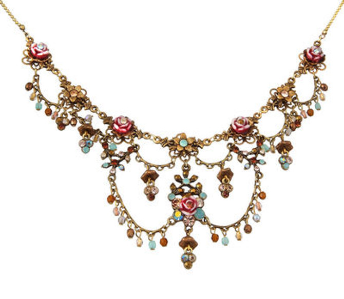 Michal Negrin Classic Vintage Gold Flowers Necklace - 102-101250
