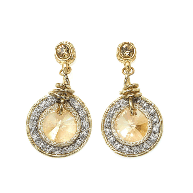 Anat Collection Vintage Vogue Round Crystal Earrings