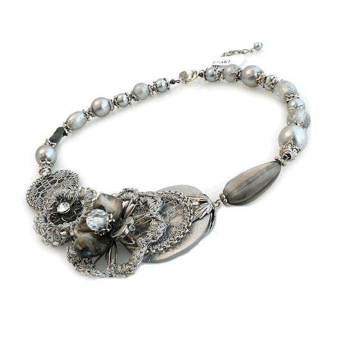 Anat Collection Classic Floral Beads And Stone Necklace