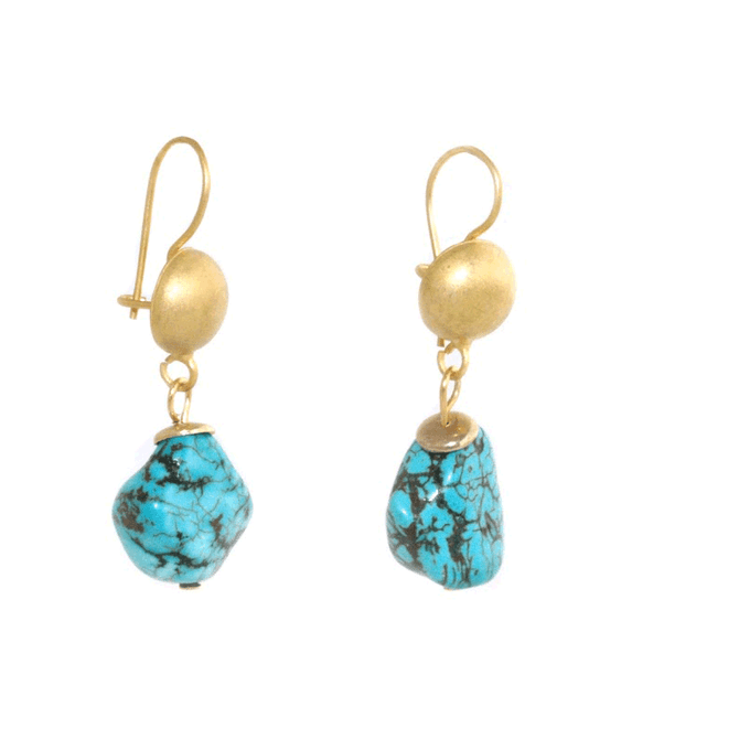 Anat Jewelry Earrings - Turquoise Mineral Stone