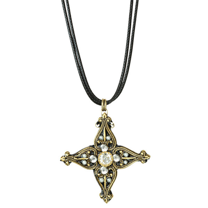 Michal Golan Deco Cross Pendant Necklace
