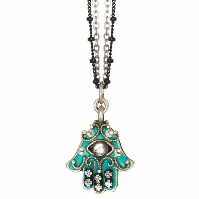 Small Green And Gold Crystal Hamsa