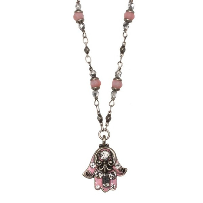 Evil Eye Pink And Silver Hamsa