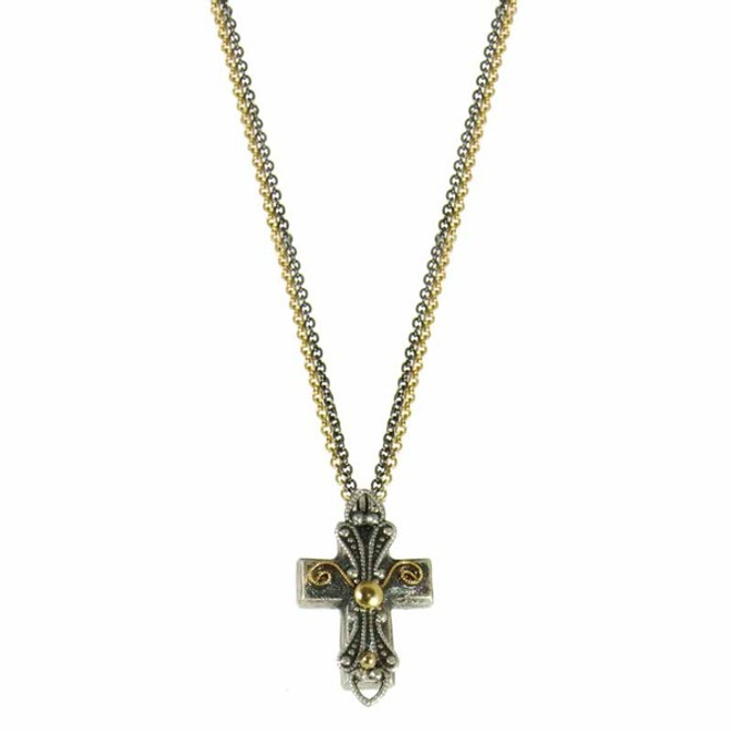 Gray And Gold Cross Necklace