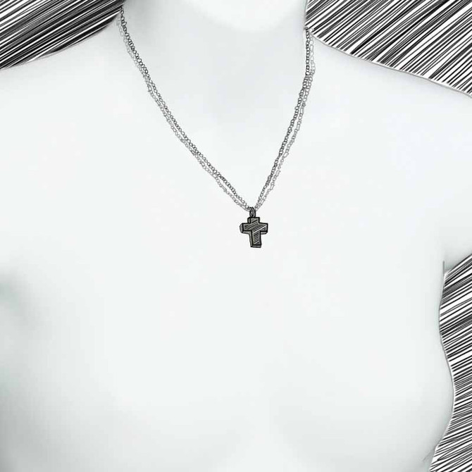 Gray And Gold Cross Necklace