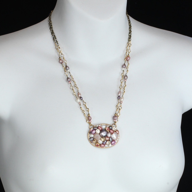 Pink Michal Golan Jewelry Large Oval Necklace - second image