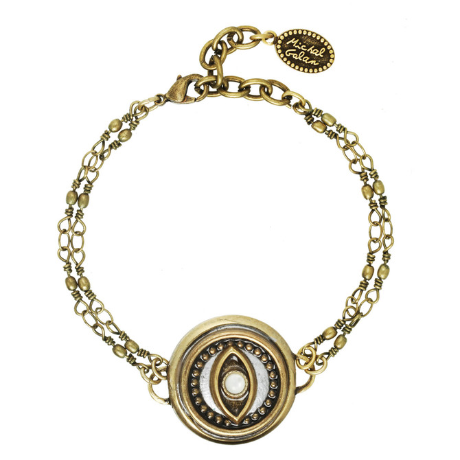 Michal Golan Evil Eye Gold Double Chain Bracelet