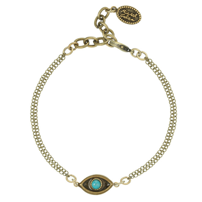 Michal Golan Evil Eye Gold Evil Eye with Turquoise Center Bracelet