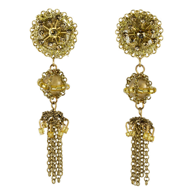 Anat Jewelry Golden River Fashion Net Gold Earrings