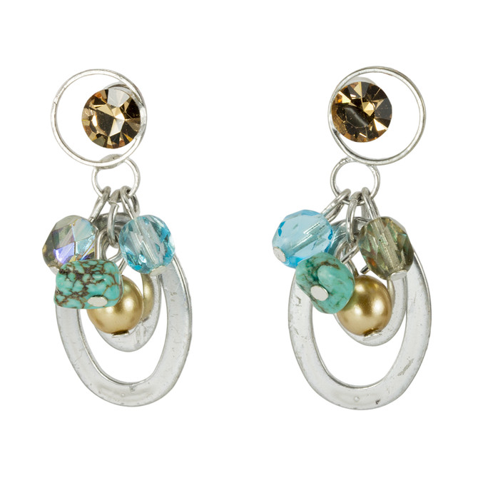 Anat Jewelry Silver and Blue Disc Earrings