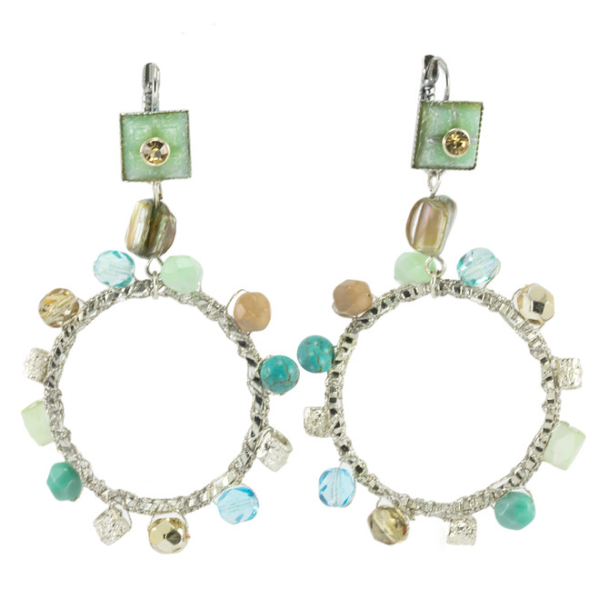 Anat Collection Turquoise Hoop Paris Chic Earrings