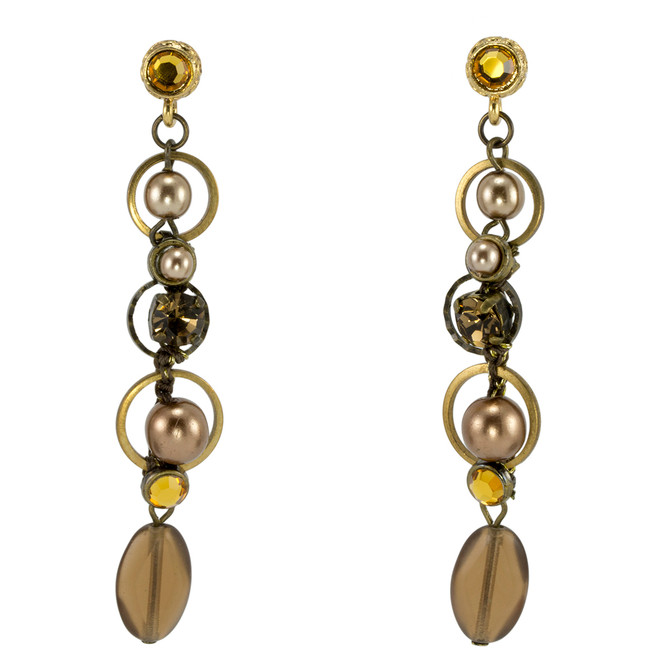 Brown and Yellow Circles  earrings from Anat Jewelry