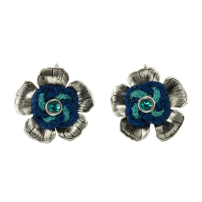 Anat Jewelry Silver Blue Amaryllis Sterling Perfection Earrings