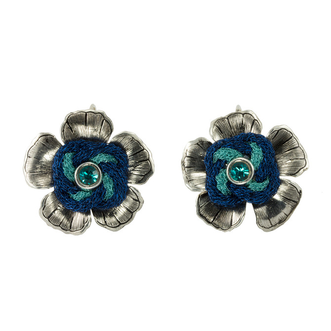 Anat Jewelry Silver Blue Amaryllis Sterling Perfection Earrings