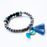 7Stitches Kabbalah Protection and steel blue Tassel Bracelet