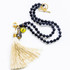 7Stitches Ebony Wood with cream tassel and Crystal Kabbalah Necklace