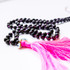 7Stitches Dark Gray wood Mala with Pink Tassel