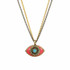 Michal Golan Small Pink Turquoise and Black Evil Eye Necklace