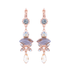 Mariana Marquise and Round Long Dangle Leverback Earrings in Earl Grey