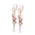 Mariana Heart and Flower Dangle Leverback Earrings in Earl Grey