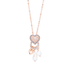 Mariana Open Circle Heart Pendant with Dangle Charms in Earl Grey
