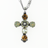 Mariana Cross Pendant with Center Flower in Champagne and Caviar