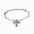 Mariana Cross Pendant with Center Flower in Champagne and Caviar