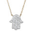 Hamsa Diamond Bezel Set Stylish Necklace in 14k Gold