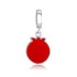 Charm Pendant with Silver Beads and Red Enamel
