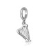 Sterling Silver Kinor David Harp Shaped Engraved Charm Pendant