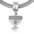 925 Sterling Silver Charm Pendant in a form of Classic Menorah