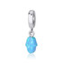 Sterling Silver Iridescent Hand Shaped Charm Hamsa Blue Opal