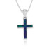 Silver Cross Pendant with Azurit Stone