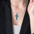 925 Sterling Silver Cross Pendant with Azurite Stone